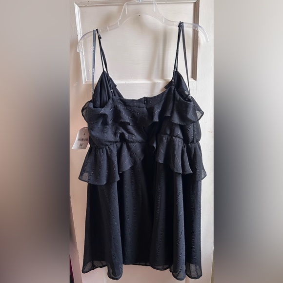 NWT! Arula by Altar’d State Black Babydoll Ruffle Dress with Spaghetti Straps - Picture 5 of 7